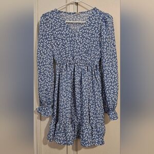 SHEIN Blue Floral Kids Dress